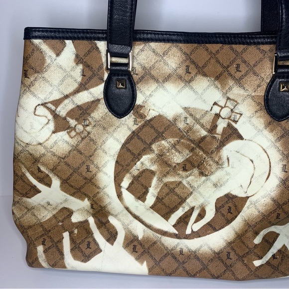 LAMB Gwen Stefani Vintage Icon Stencil Pattern Percy Satchel Handbag - Picture 7 of 11